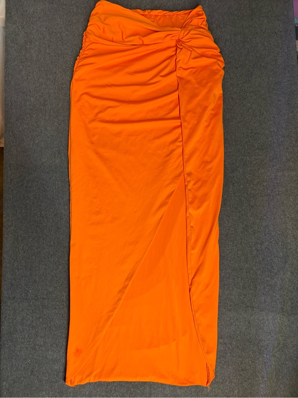 Womens Sarong Vibrant Orange Thigh High Slit Maxi Skirt Size S